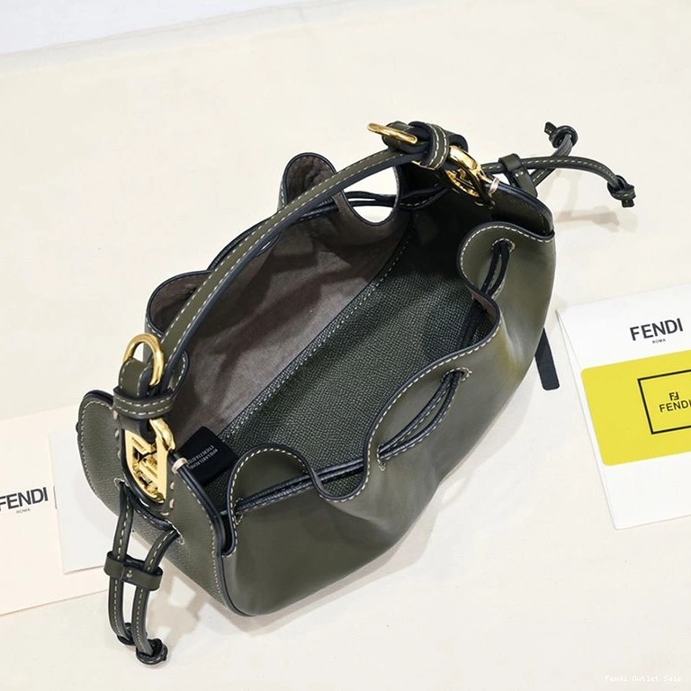 Cheap Bag Fendi Pomodorino Leather Green Bucket Calf In Mini 0729